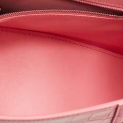 Pre Owned Balenciaga Pink Ombre Croc Embossed Leather Small Hourglass Top Handle Bag