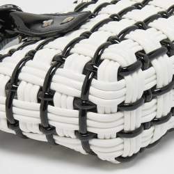 مملوكة مسبقًا Balenciaga Black/White Woven Patent Leather XXS Bistro Tote