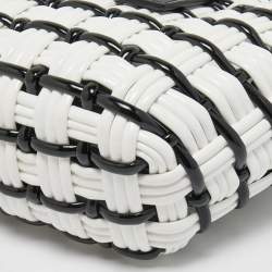 مملوكة مسبقًا Balenciaga Black/White Woven Patent Leather XXS Bistro Tote