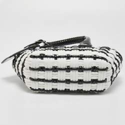 مملوكة مسبقًا Balenciaga Black/White Woven Patent Leather XXS Bistro Tote