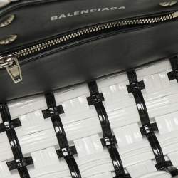 مملوكة مسبقًا Balenciaga Black/White Woven Patent Leather XXS Bistro Tote