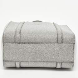Pre Owned Balenciaga Silver Glitter Leather XXS Everyday Tote