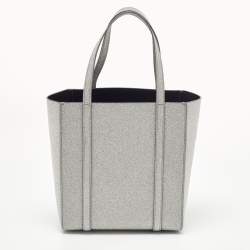 Pre Owned Balenciaga Silver Glitter Leather XXS Everyday Tote