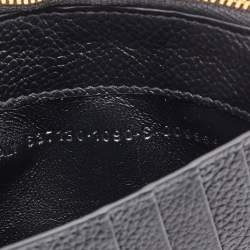 Pre Owned Balenciaga Black Leather Logo Zip Card Holder