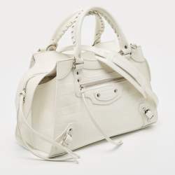 مملوكة مسبقًا Balenciaga Off White Croc Embossed Leather Small Neo Classic Tote