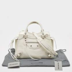 مملوكة مسبقًا Balenciaga Off White Croc Embossed Leather Small Neo Classic Tote