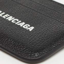 Pre Owned Balenciaga Black Leather Logo Card Holder