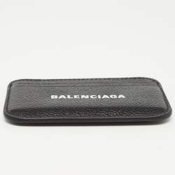 Pre Owned Balenciaga Black Leather Logo Card Holder