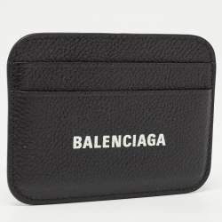 Pre Owned Balenciaga Black Leather Logo Card Holder