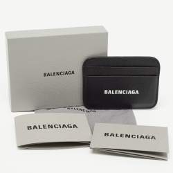 Pre Owned Balenciaga Black Leather Logo Card Holder