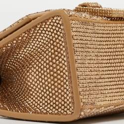 Pre Owned Balenciaga Gold/Brown Leather XS Crystal Hourglass Top Handle Bag