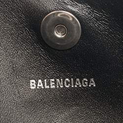 Pre Owned Balenciaga Black Leather Hourglass East-West Tote