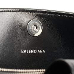 Pre Owned Balenciaga Black Leather Hourglass East-West Tote