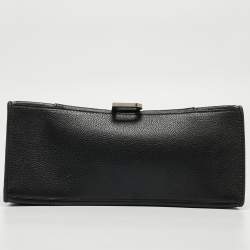 Pre Owned Balenciaga Black Leather Hourglass East-West Tote