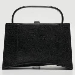 Pre Owned Balenciaga Black Leather Hourglass East-West Tote