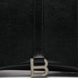 Pre Owned Balenciaga Black Leather Hourglass East-West Tote