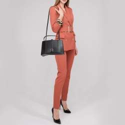 Pre Owned Balenciaga Black Leather Hourglass East-West Tote