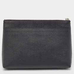 مملوكة مسبقًا Balenciaga Black Leather Logo Wristlet Pouch