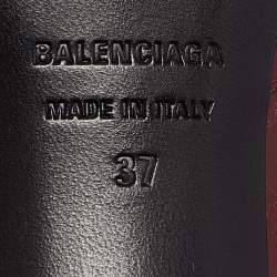 Pre Owned Balenciaga Burgundy Leather Le Cagole Slide Sandals Size 37