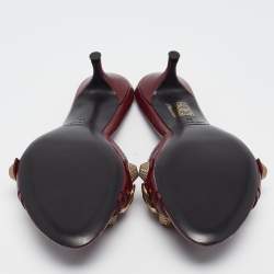 Pre Owned Balenciaga Burgundy Leather Le Cagole Slide Sandals Size 37