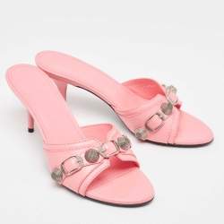 Balenciaga Pink Leather Le Cagole Slide Sandals Size 37