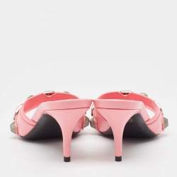 Balenciaga Pink Leather Le Cagole Slide Sandals Size 37