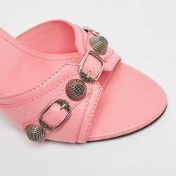 Balenciaga Pink Leather Le Cagole Slide Sandals Size 37