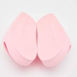 Pre Owned Balenciaga Pink Rubber Logo Chunky Slides Size 40