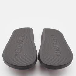 Pre Owned Balenciaga Black Rubber Logo Embossed Pool Slides Size 36