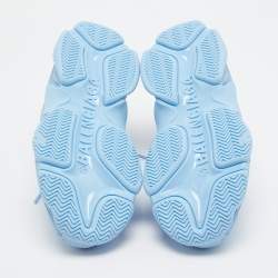 Pre Owned Balenciaga Blue Faux Leather Triple S Low Top Sneakers Size 36