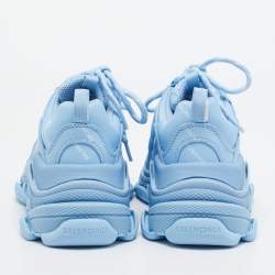 Pre Owned Balenciaga Blue Faux Leather Triple S Low Top Sneakers Size 36