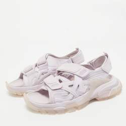 Balenciaga Lilac Rubber and Faux Leather Track Sandals Size 38