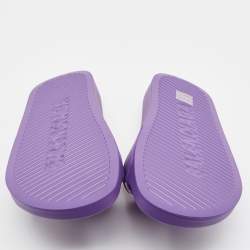 Balenciaga Purple/White Rubber Logo Pool Slides Size 40