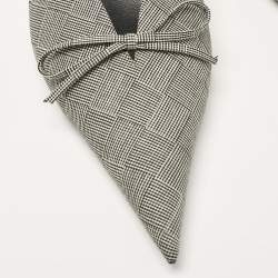 Pre Owned Balenciaga Black/White Check Fabric Bow Knife Mules Size 41