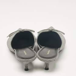 Pre Owned Balenciaga Black/White Check Fabric Bow Knife Mules Size 41