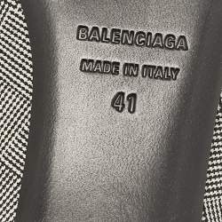 Pre Owned Balenciaga Black/White Check Fabric Bow Knife Mules Size 41