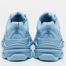 مملوكة مسبقًا Balenciaga Blue Faux Leather Allover Logo Triple S Sneakers Size 36