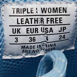 مملوكة مسبقًا Balenciaga Blue Faux Leather Allover Logo Triple S Sneakers Size 36