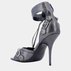 Balenciaga Grey Aged Leather Cagole Sandals EU 41