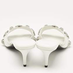 Balenciaga White Leather Le Cagole Slide Sandals Size 40