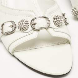 Balenciaga White Leather Le Cagole Slide Sandals Size 40