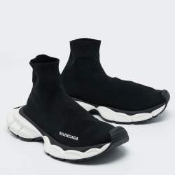 مملوكة مسبقًا Balenciaga Black Knit Fabric 3XL Sock Sneakers Size 40