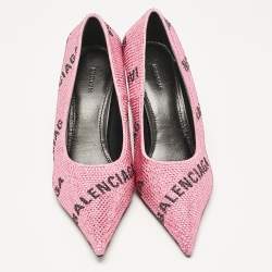 Balenciaga Pink Suede Crystal Embellished Square Knife Pumps Size 36