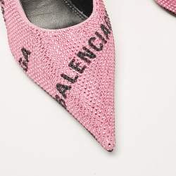 Balenciaga Pink Suede Crystal Embellished Square Knife Pumps Size 36