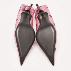 Balenciaga Pink Suede Crystal Embellished Square Knife Pumps Size 36