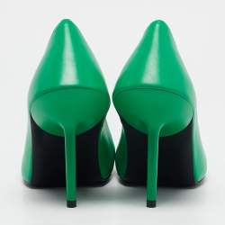 Pre Owned Balenciaga Green Leather Essex Pointed Toe Pumps Size 38