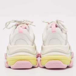 Balenciaga White Faux Leather and Mesh Triple S Low Top Sneakers Size 38