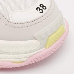Balenciaga White Faux Leather and Mesh Triple S Low Top Sneakers Size 38