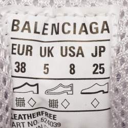 Balenciaga White Faux Leather and Mesh Triple S Low Top Sneakers Size 38