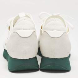 Balenciaga White Mesh and Leather Race Runner Sneakers Size 39